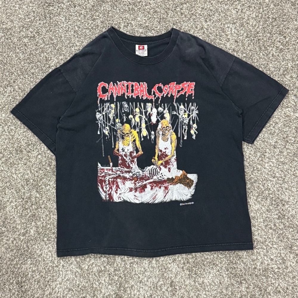 Vintage 90s Cannibal Corpse Butchered at Birth T-Shirt Mens XL Death Metal USA